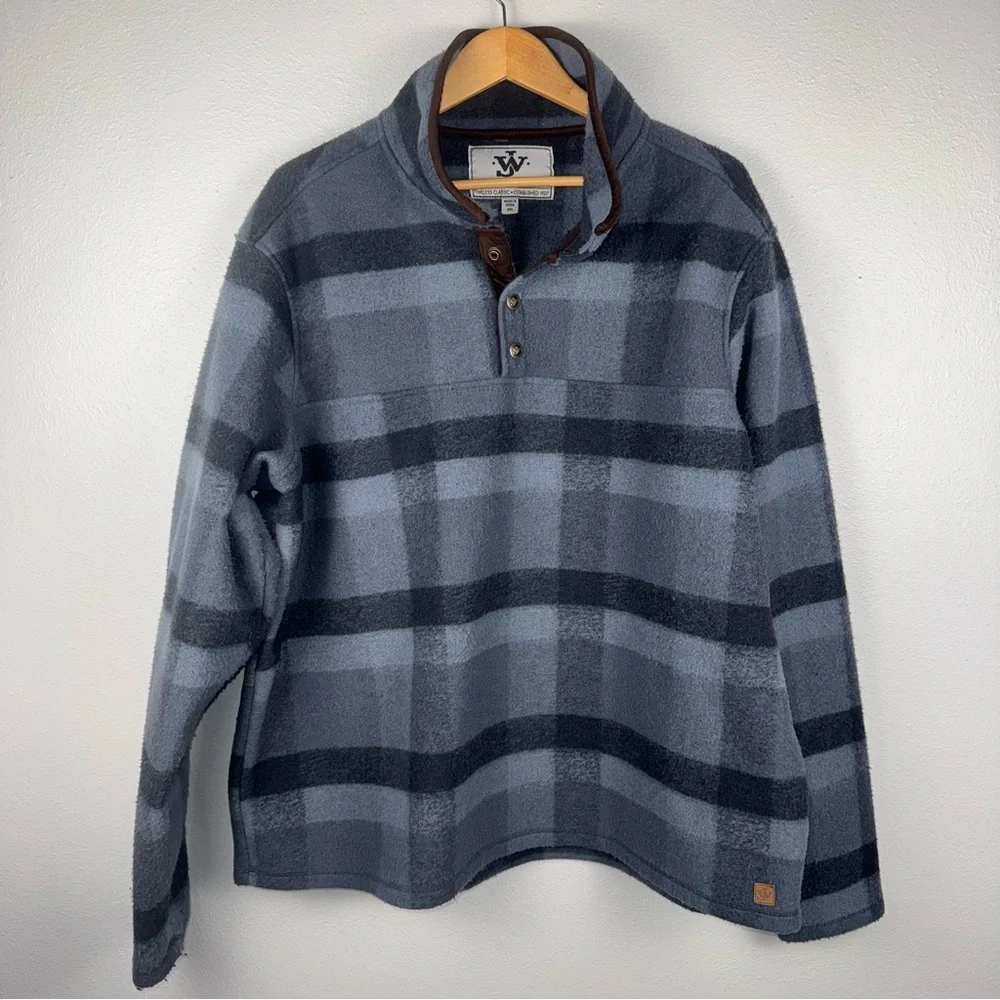 John Wayne Men’s Sz 2XL Timeless Classic Fleece Pullover Plaid Jacket Thick Warm